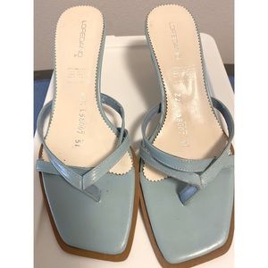 Italian Loredano Light Blue Kitten Heels